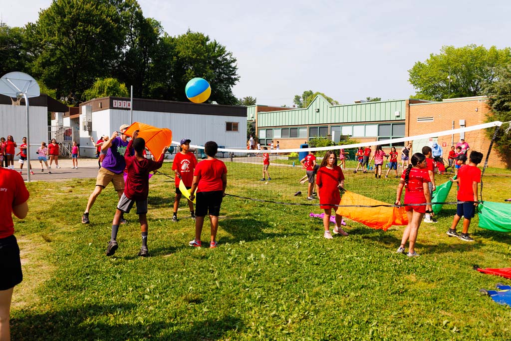 students playing on the field