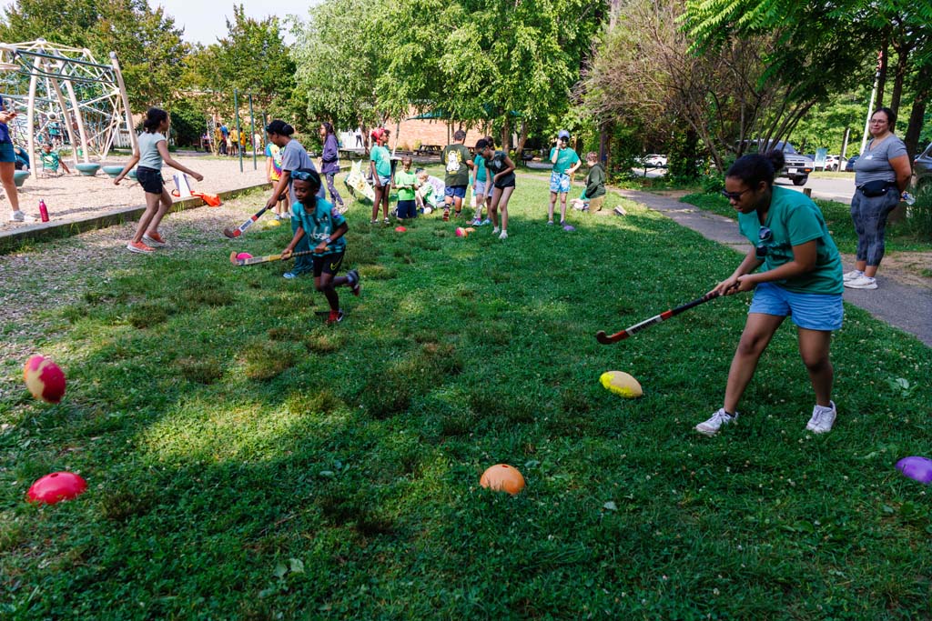 students playing on the field