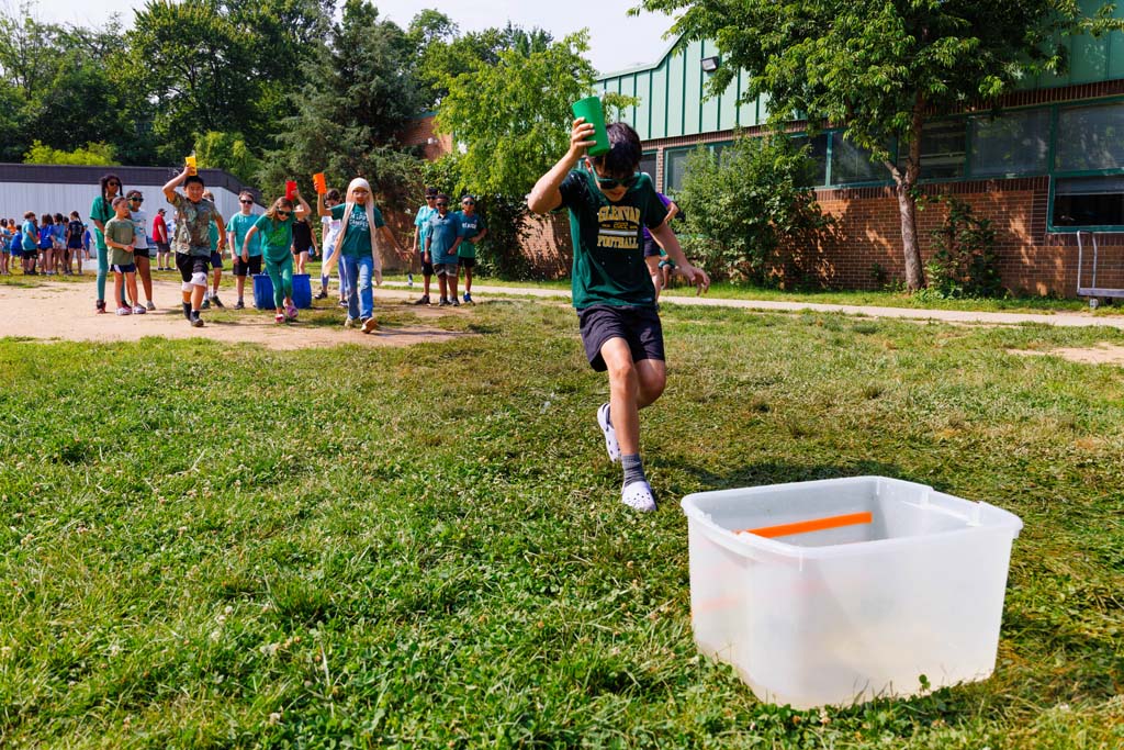 students playing on field