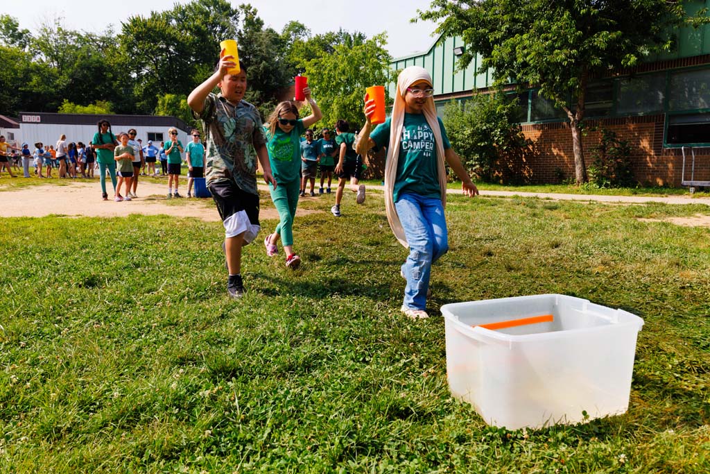 students playing on field