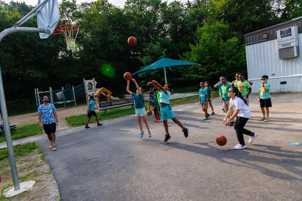 students playing on field