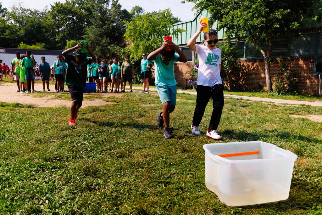 students playing on field