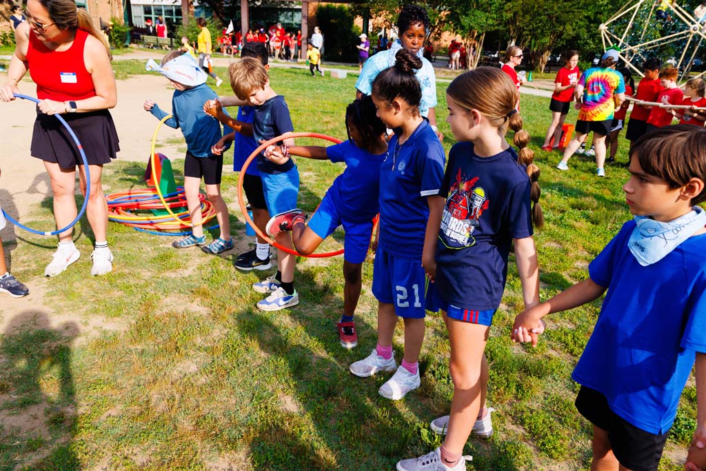 students playing on field