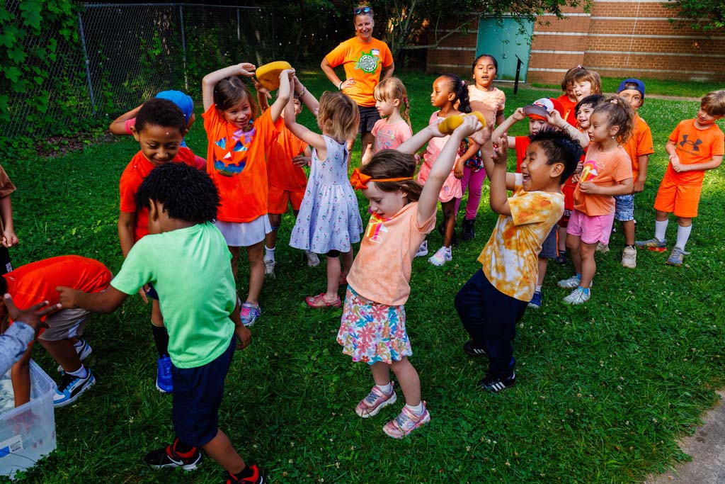 students playing on field