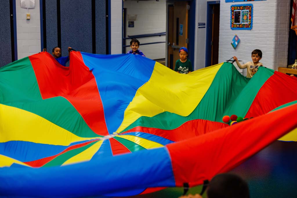students playing in gym