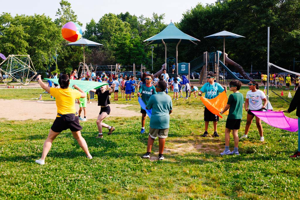 students playing on field