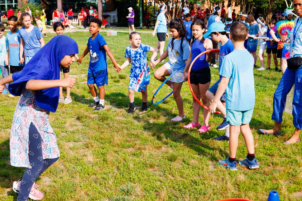 students playing on field