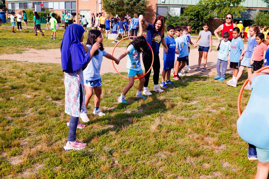 students playing on field
