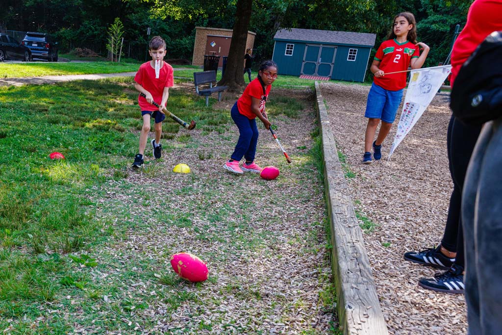 students playing on field