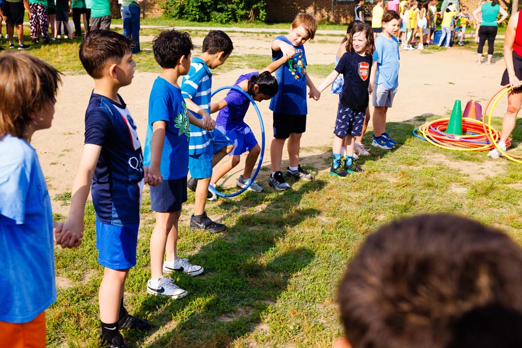 students playing on field