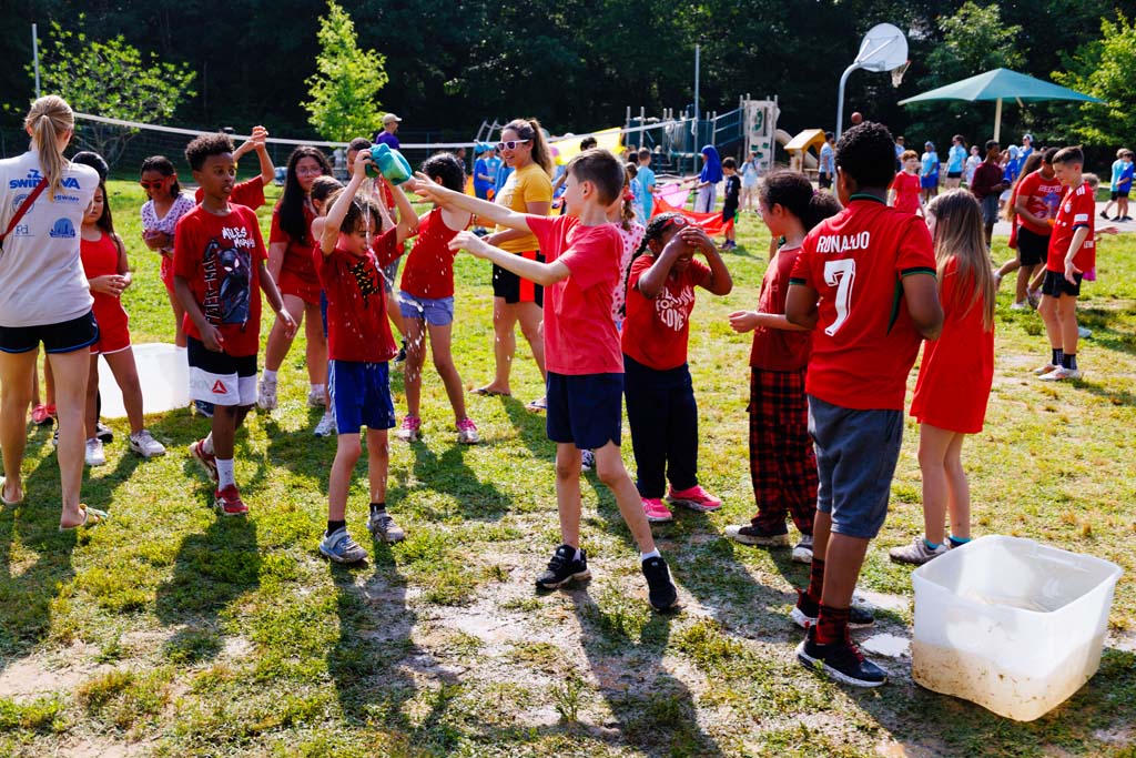 students playing on field