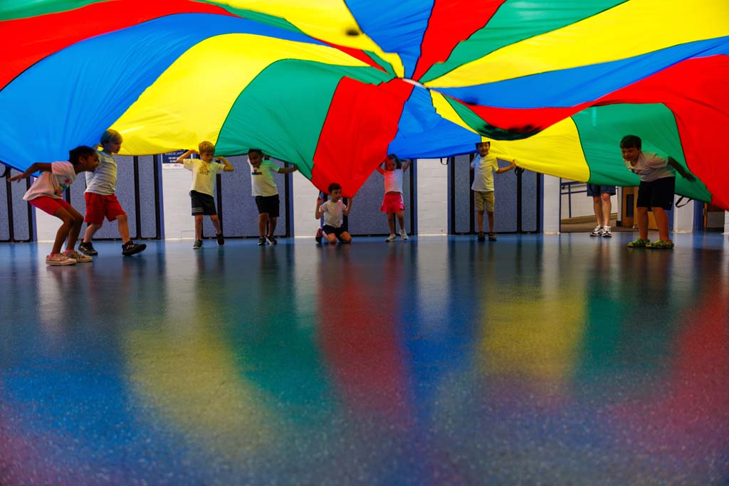 students playing in gym